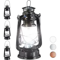 Relaxdays 4 x Sturmlaterne LED schwarz Schwarz,Transparent