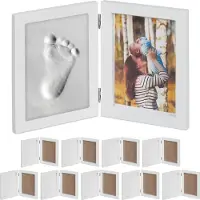 Relaxdays 10 x Babybilderrahmen mit Gipsabdruck Weiß