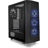 Thermaltake Versa J24 TG RGB, Midi Tower, PC, Schwarz, ATX, micro ATX, Mini-ITX, SPCC, Taschenlüfter
