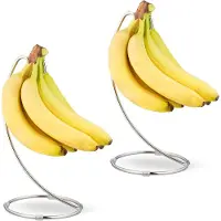 Relaxdays 2 x Bananenhalter mit Haken Silber