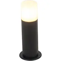 QAZQA Stehende Außenlampe schwarz mit Opalschirm weiß 30 cm IP44 - Odense