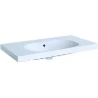 Geberit Acanto Waschtisch mit Ablagefläche, ohne Hahnloch, mit Überlauf, 900x480mm, 500.624.01.8, Farbe: Weiß, mit KeraTect