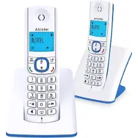 Alcatel F530, DECT-Telefon, Kabelgebundenes Mobilteil, Freisprecheinrichtung, 50 Eintragungen, Anrufer-Identifikation, Blau, Weiß