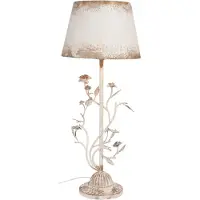 Clayre & Eef Tischlampe Ø 33x79 cm Weiß Eisen Blätter