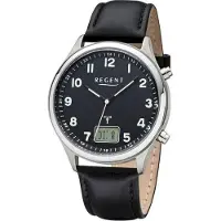 Regent Herren Funkuhr Edelstahl Lederband FR-278