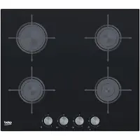 Beko HILG 64222 S, Schwarz, Integriert, 58 cm, Gaskochfeld, Glas, 4 Zone(n)