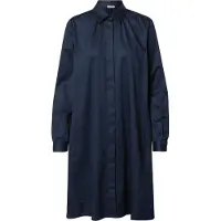 Seidensticker Sommerkleid "Schwarze Rose", Damen, Gr. 3XL (46), Normalgrößen, blau (dunkelblau), 97% Baumwolle, 3% Elasthan, glänzend, unifarben, regular fit, Kleider Sommerkleid, 1/1 Kragen Uni