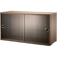 String System Hängeschrank mit Schiebetüren aus Glas Walnuss natur 78/42/30