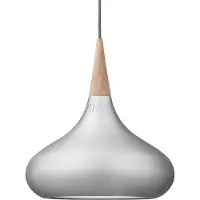 Fritz Hansen Orient P2 Pendelleuchte Matt Alu/Eiche - , Orient P2, dimmbar, Metallisch, für Wohnzimmer, Metall, Design