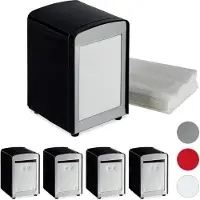 Relaxdays 5 x Serviettenspender Retro schwarz Schwarz,Silber