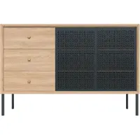 Harto - Gabin Sideboard hoch mit Schubladen, Eiche / anthrazitgrau (RAL 7016)