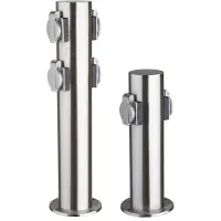 Heitronic Außensteckdose 2-Fach IP44 Edelstahl V2A Ø118x300mm 3680W/ 16A