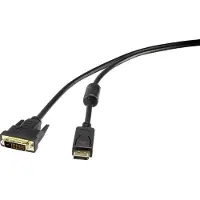 Renkforce DisplayPort / DVI Adapterkabel DisplayPort Stecker, DVI-D 24+1pol. Stecker 1.00 m Schwarz RF-3301142 schraubb