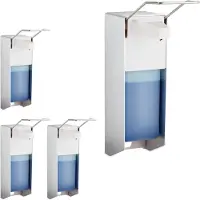 Relaxdays 4 x Eurospender 1000 ml Weiß,Silber