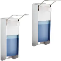Relaxdays 2 x Eurospender 1000 ml Weiß,Silber
