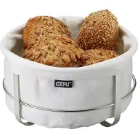GEFU Brotkorb "BRUNCH", weiß, H:11,2cm Ø:21,5cm, Baumwolle, Edelstahl, Lebensmittelaufbewahrungsbehälter, Brotkorb, für Backwaren. Ideal für Tischdekoration, gemütliche Brunch-Momente
