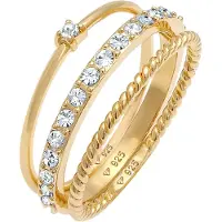 Elli Ring Kristalle Stapelring 3Er Set 925 Silber Elli Gold
