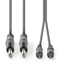 Nedis Stereo-Audiokabel - 2x 6.35 mm Stecker - 2x RCA Stecker - Vernickelt - 3.00 m - Rund - Dunkelgrau - Kartonhülle
