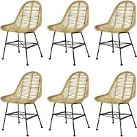 vidaXL Esszimmerstühle 6 Stk. Rattan Natur