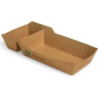 Papstar Pommes-Frites-Trays, Pappe "pure" 2-geteilt 3,5 cm x 7 cm x 12 cm braun "100% Fair" mittel 960 Stück