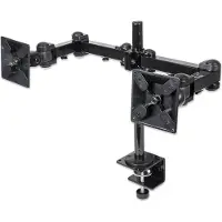 Manhattan Tischhalterung mit Monitorarm für zwei Displays, Für zwei Displays bis zu 24 und bis zu 6 kg, zweifach schwenkbar, Klemme, 12 kg, 25,4 cm (10 Zoll), 68,6 cm (27 Zoll), 100 x 100 mm, Schwarz