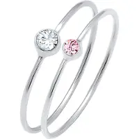 Elli Ring Set Basic Trend Kristalle 925 Silber Elli Rosa