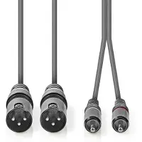 Nedis XLR-Audiokabel, 2 x XLR d und 3-polig, männlich, 2 x RCA.