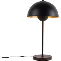 QAZQA - Retro Retro Tischlampe schwarz mit Gold I Messing - Magnax I Wohnzimmer I Schlafzimmer - Stahl Länglich I Rund - LED geeignet E27