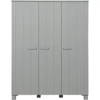 Woood Dennis Kleiderschrank Aus Kiefer, 3-Türig, Grau