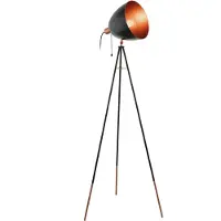 Eglo Dreibein Stehlampe Chester, 1 flammige Vintage Stehleuchte, Standleuchte aus Stahl, Farbe: Schwarz, kupfer, Fassung: E27, inkl. Zugschalter