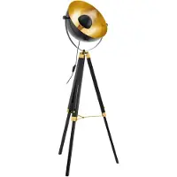 Eglo Stehlampe Covaleda, Stehleuchte Industrial, Vintage Standleuchte, Wohnzimmerlampe in Schwarz, Gold und Messing, Lampe mit Schalter, E27