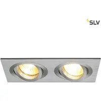 SLV 111362 NEW TRIA 155, Einbauleuchte, zweiflammig, QPAR51, rechteckig, aluminium gebürstet, max. 100 W, inkl. Clipfedern