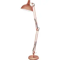 Eglo Stehlampe Borgillio, 1 flammige Vintage Standleuchte im Industrial Design, Stehleuchte aus Stahl, Farbe: Kupfer, : E27, inkl. Trittschalter