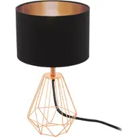 Eglo Tischlampe Carlton 2, 1 flammige Vintage Tischleuchte, Nachttischlampe aus Stahl und Stoff, Farbe: Kupfer, schwarz, Fassung: E14, inkl. Schalter