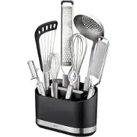 GEFU Besteckhalter "Smartline", grau (schwarz, edelstahlfarben), B:10,2cm H:14,2cm T:22cm, Edelstahl, Kunststoff, Besteckkörbe, Besteckhalter, 10 Fächer, Edelstahl/ABS/PS