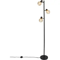 QAZQA Design Stehleuchte schwarz mit Gold 3-Licht verstellbar - Mesh