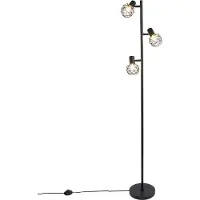 QAZQA Design Stehleuchte Schwarz 3 Licht Verstellbar Mesh