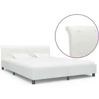 vidaXL Bettgestell Weiß Kunstleder 160 x 200 cm