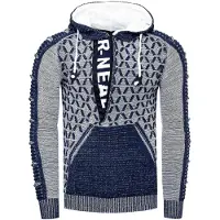 Rusty neal 1/2 Zip Kontrast Grobstrick Kapuzen-Pullover
