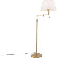 QAZQA Stehlampe Bronze mit Weißem Schirm und Verstellbarem Arm Ladas Deluxe