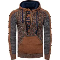 Rusty neal 1/2 Zip Kontrast Grobstrick Kapuzen-Pullover