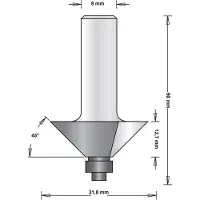 Hikoki Zubehör 754113 8 mm Kantenfräser mit Bodenlager 31,8x54,5x45