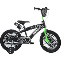 Kubisport Rowerek Dziecięcy 16 Cali BMX Czarny Kółka Boczne Hamulec Dino Bikes