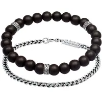 KUZZOI Armband Herren 2Er Set Onyx Panzer Look 925 Silber Kuzzoi Schwarz