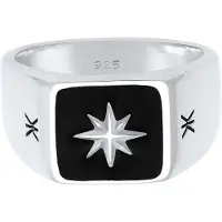 KUZZOI Ring Herren Siegelring Emaille Stern Basic 925 Silber Kuzzoi Silber
