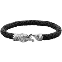 KUZZOI Armband Herren Leder Schlange Geflochten Massiv 925 Silber Kuzzoi Silber