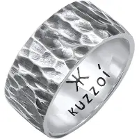 KUZZOI Ring Herren Bandring Gehämmert 925 Sterling Silber Kuzzoi Schwarz