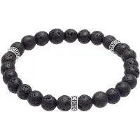 KUZZOI Armband Herren Lava Schwarz Vintage 925 Silber Oxidiert Kuzzoi Schwarz