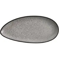 Olympia 6 Stück Mineral blattförmige Teller 25,5 x 12cm. Schräger Rand für einen natürlichen Look