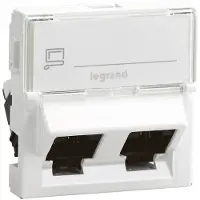 Legrand MOSAIC Doppel-Computerbuchse RJ45 Cat.6 UTP 2M 45 Grad weiß 076504